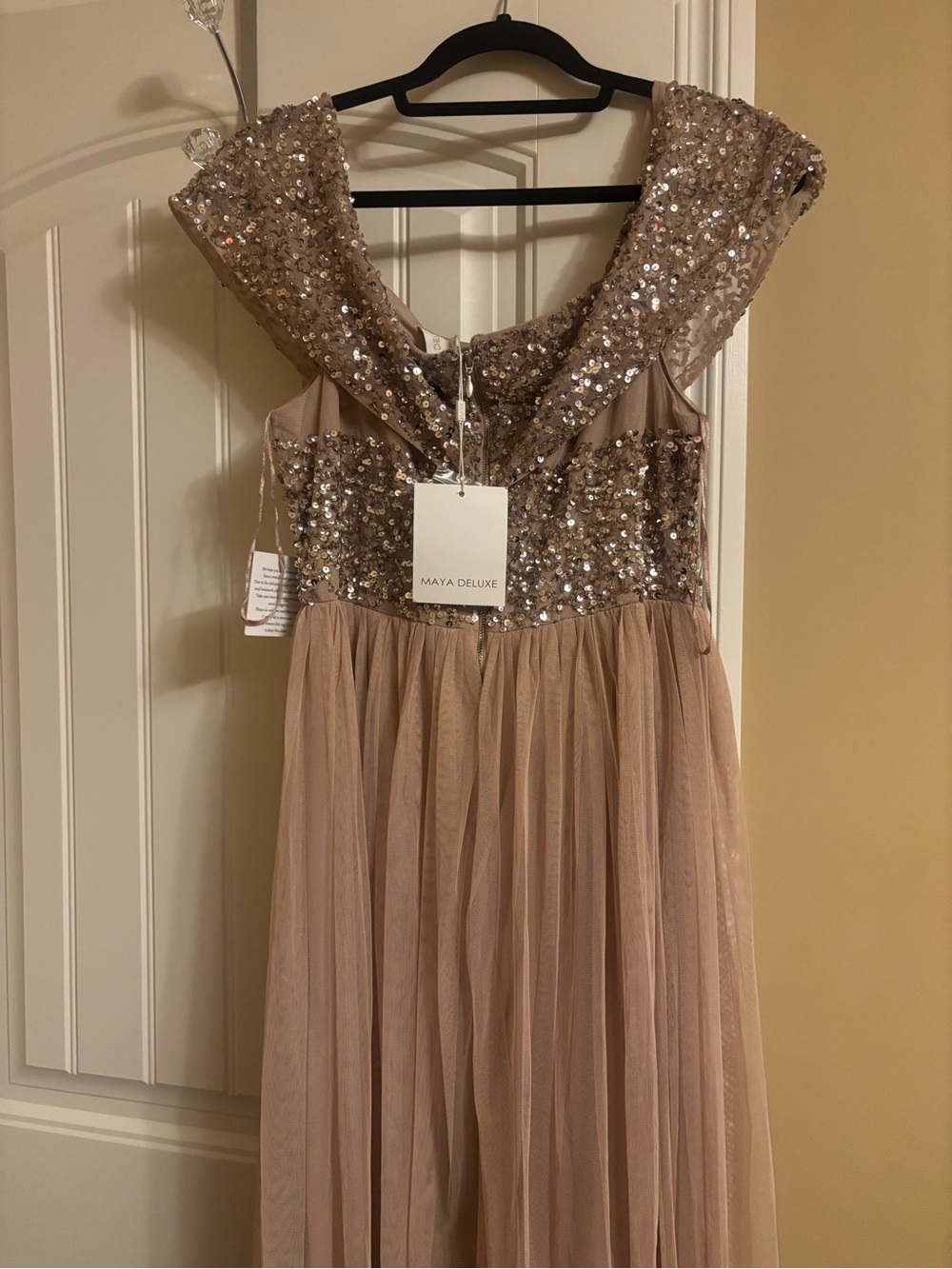 Women’s Sequin Bodice Tulle Dress in Blush